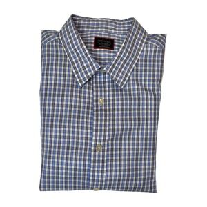 UNTUCKit Button Up Shirt Mens XL Blue Check Gingham Slim Fit Wrinkle Free Preppy